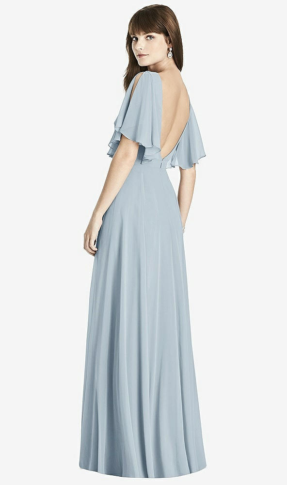 Back View - Mist Split Sleeve Backless Maxi Dress - Lila
