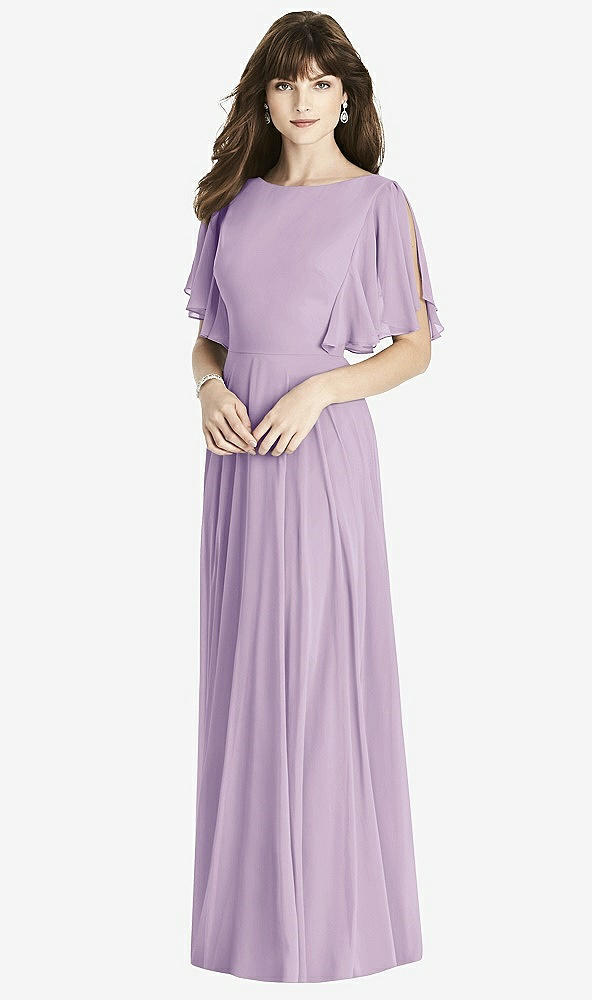 Front View - Pale Purple Split Sleeve Backless Maxi Dress - Lila