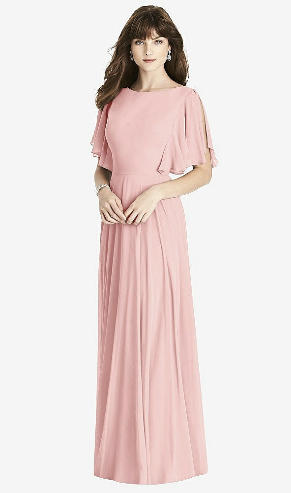 Front View - Rose Split Sleeve Backless Maxi Dress - Lila