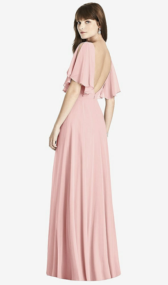 Back View - Rose Split Sleeve Backless Maxi Dress - Lila