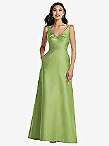Front View Thumbnail - Mojito Pleated Bodice Open-Back Maxi Dress with Pockets