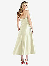 Rear View Thumbnail - Butter Yellow Strapless Bow-Waist Full Skirt Satin Midi Dress