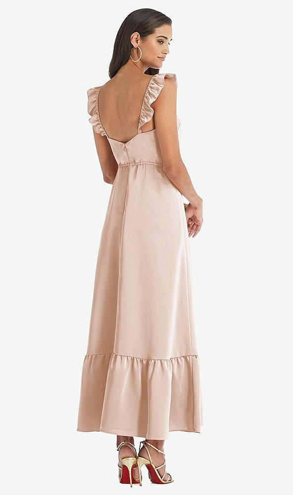 Back View - Cameo Ruffled Convertible Sleeve Midi Dress