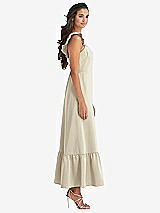 Side View Thumbnail - Champagne Ruffled Convertible Sleeve Midi Dress