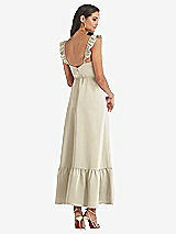 Rear View Thumbnail - Champagne Ruffled Convertible Sleeve Midi Dress
