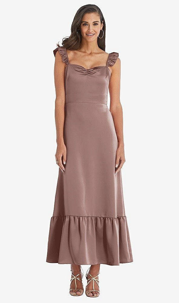Front View - Sienna Ruffled Convertible Sleeve Midi Dress