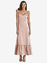 Front View Thumbnail - Toasted Sugar Ruffled Convertible Sleeve Midi Dress