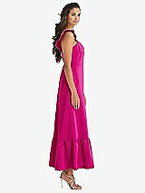 Side View Thumbnail - Think Pink Ruffled Convertible Sleeve Midi Dress