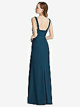 Rear View Thumbnail - Atlantic Blue Wide Strap Notch Empire Waist Dress with Front Slit