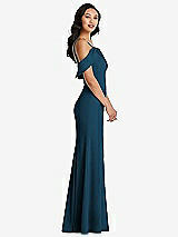 Alt View 2 Thumbnail - Atlantic Blue One-Shoulder Draped Cuff Maxi Dress with Front Slit