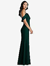 Alt View 2 Thumbnail - Evergreen One-Shoulder Draped Cuff Maxi Dress with Front Slit