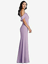 Alt View 2 Thumbnail - Pale Purple One-Shoulder Draped Cuff Maxi Dress with Front Slit