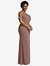 Side View Thumbnail - Sienna One-Shoulder Draped Cuff Maxi Dress with Front Slit