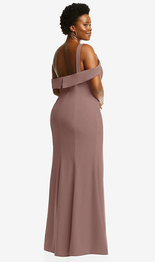 Back View - Sienna One-Shoulder Draped Cuff Maxi Dress with Front Slit