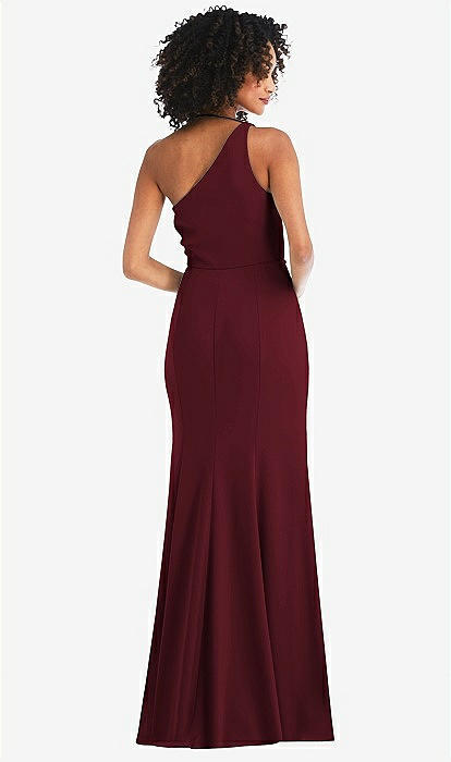 One-shoulder Draped Cowl-neck Maxi Bridesmaid Dress In