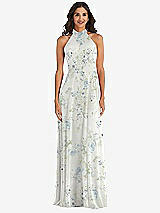 Alt View 2 Thumbnail - Bleu Garden High Neck Halter Backless Maxi Dress