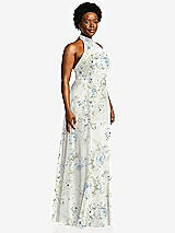 Side View Thumbnail - Bleu Garden High Neck Halter Backless Maxi Dress