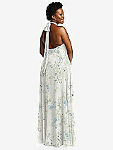 Rear View Thumbnail - Bleu Garden High Neck Halter Backless Maxi Dress