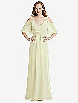 Alt View 1 Thumbnail - Butter Yellow Convertible Cold-Shoulder Draped Wrap Maxi Dress