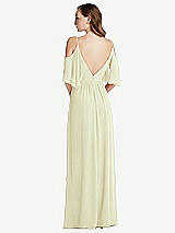 Rear View Thumbnail - Butter Yellow Convertible Cold-Shoulder Draped Wrap Maxi Dress