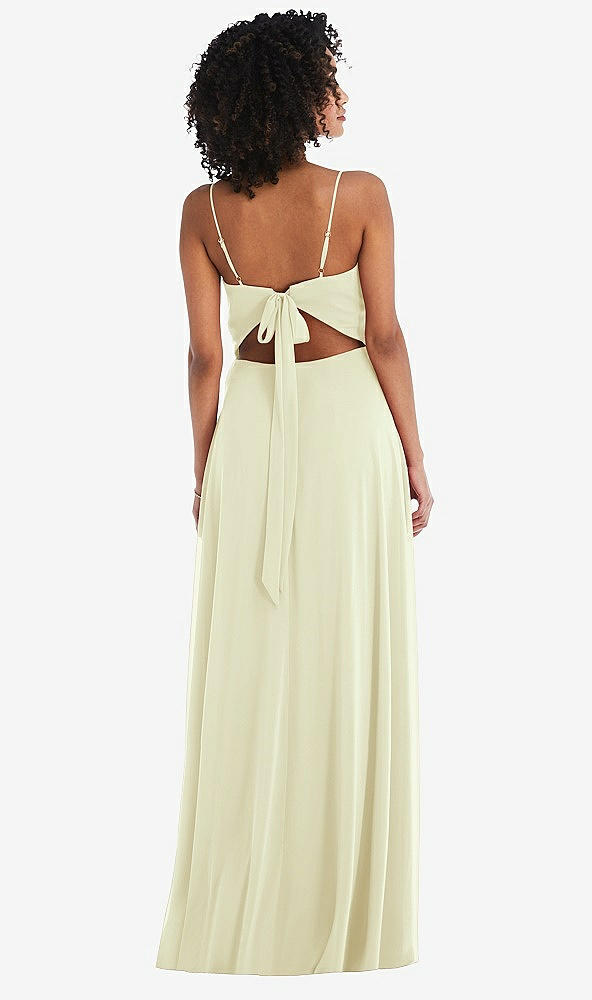 Back View - Butter Yellow Tie-Back Cutout Maxi Dress with Front Slit