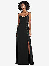 Front View Thumbnail - Black Tie-Back Cutout Maxi Dress with Front Slit
