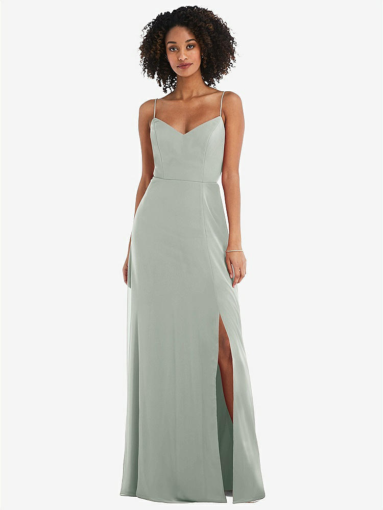 Scoop Neck Convertible Tie-strap Maxi Bridesmaid Dress With
