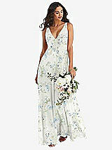 Alt View 1 Thumbnail - Bleu Garden Deep V-Neck Chiffon Maxi Dress