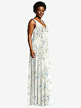 Side View Thumbnail - Bleu Garden Deep V-Neck Chiffon Maxi Dress