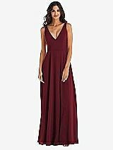 Alt View 3 Thumbnail - Cabernet Deep V-Neck Chiffon Maxi Dress