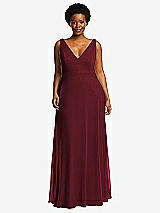 Front View Thumbnail - Cabernet Deep V-Neck Chiffon Maxi Dress
