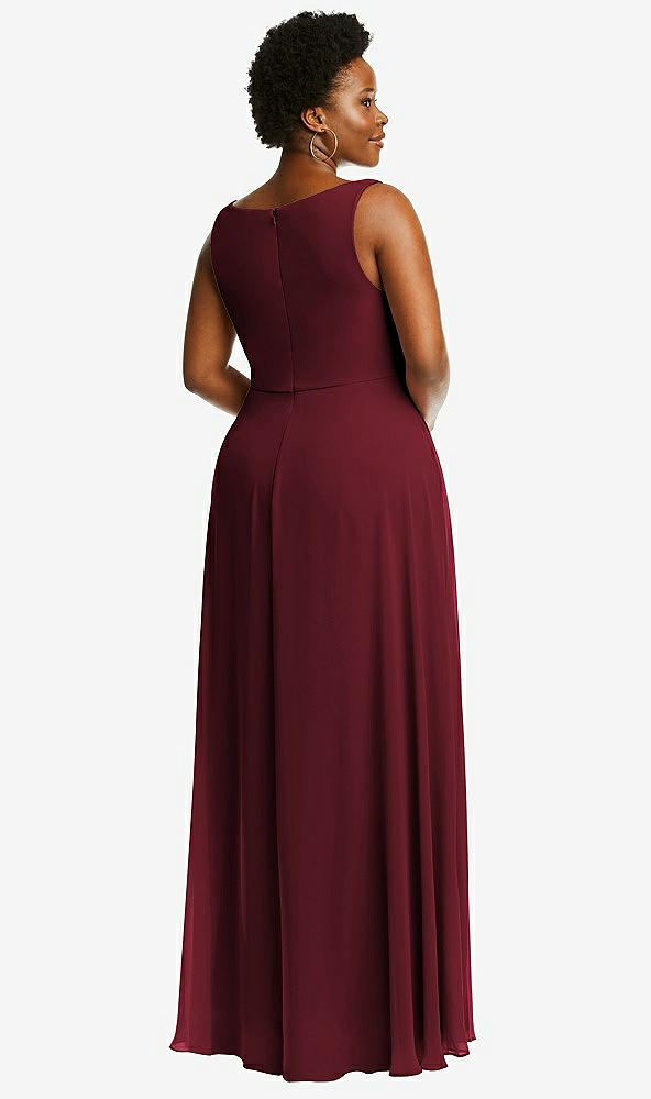 Back View - Cabernet Deep V-Neck Chiffon Maxi Dress