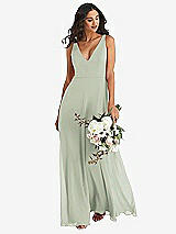 Alt View 1 Thumbnail - Celadon Deep V-Neck Chiffon Maxi Dress