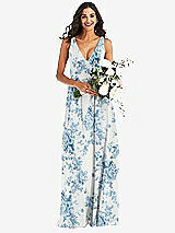 Alt View 2 Thumbnail - Cottage Rose Dusk Blue Deep V-Neck Chiffon Maxi Dress