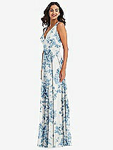 Alt View 4 Thumbnail - Cottage Rose Dusk Blue Deep V-Neck Chiffon Maxi Dress