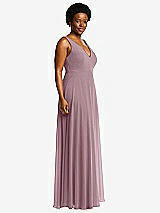 Side View Thumbnail - Dusty Rose Deep V-Neck Chiffon Maxi Dress