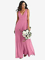 Alt View 1 Thumbnail - Orchid Pink Deep V-Neck Chiffon Maxi Dress