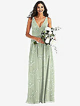 Alt View 2 Thumbnail - Vintage Primrose Sage Deep V-Neck Chiffon Maxi Dress