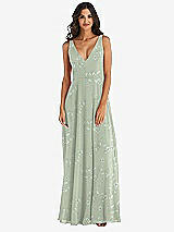 Alt View 3 Thumbnail - Vintage Primrose Sage Deep V-Neck Chiffon Maxi Dress