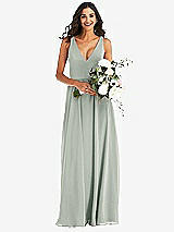 Alt View 2 Thumbnail - Willow Green Deep V-Neck Chiffon Maxi Dress