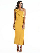 Alt View 1 Thumbnail - NYC Yellow Draped One-Shoulder Convertible Midi Slip Dress