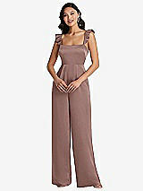 Front View Thumbnail - Sienna Ruffled Sleeve Tie-Back Jumpsuit with Pockets