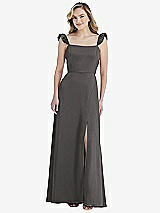 Front View Thumbnail - Caviar Gray Ruffled Sleeve Tie-Back Maxi Dress