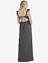 Rear View Thumbnail - Caviar Gray Ruffled Sleeve Tie-Back Maxi Dress