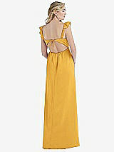 Rear View Thumbnail - NYC Yellow Ruffled Sleeve Tie-Back Maxi Dress