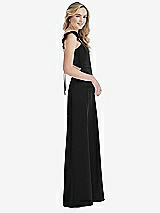 Side View Thumbnail - Black Ruffled Sleeve Tie-Back Maxi Dress