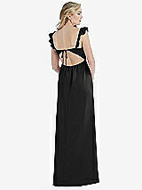 Rear View Thumbnail - Black Ruffled Sleeve Tie-Back Maxi Dress