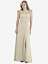 Front View Thumbnail - Champagne Ruffled Sleeve Tie-Back Maxi Dress