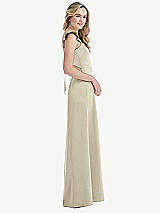 Side View Thumbnail - Champagne Ruffled Sleeve Tie-Back Maxi Dress