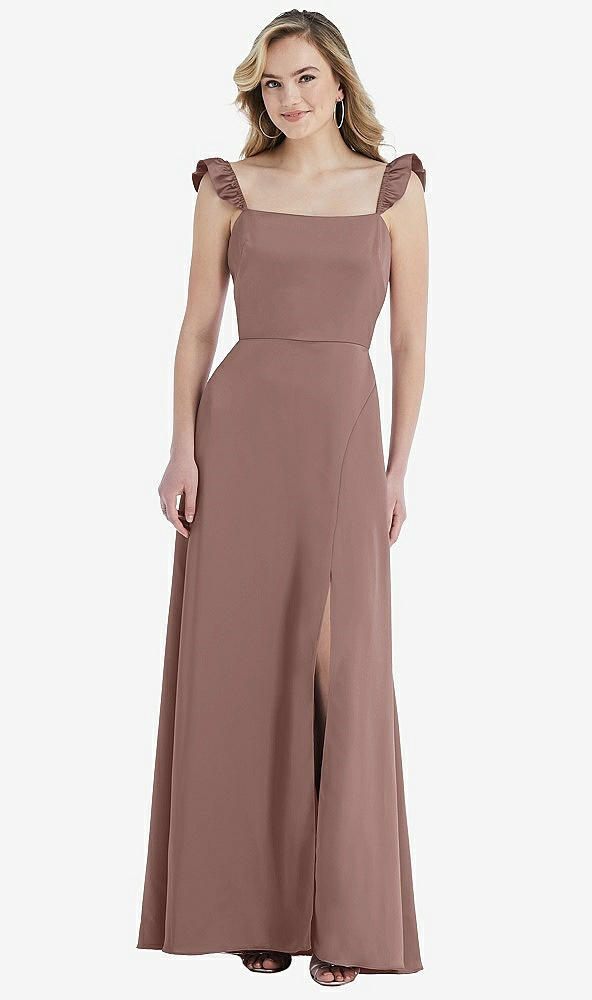 Front View - Sienna Ruffled Sleeve Tie-Back Maxi Dress